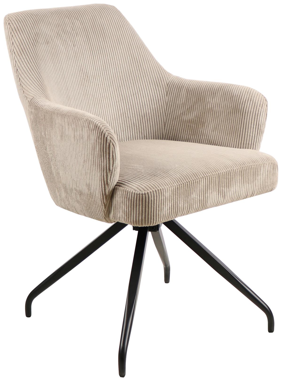 KRZESŁO Z PODŁOKIETNIKAMI JEANETTE - beżowy/czarny, Modern, metal/drewno (57/86/65cm) - MID.YOU