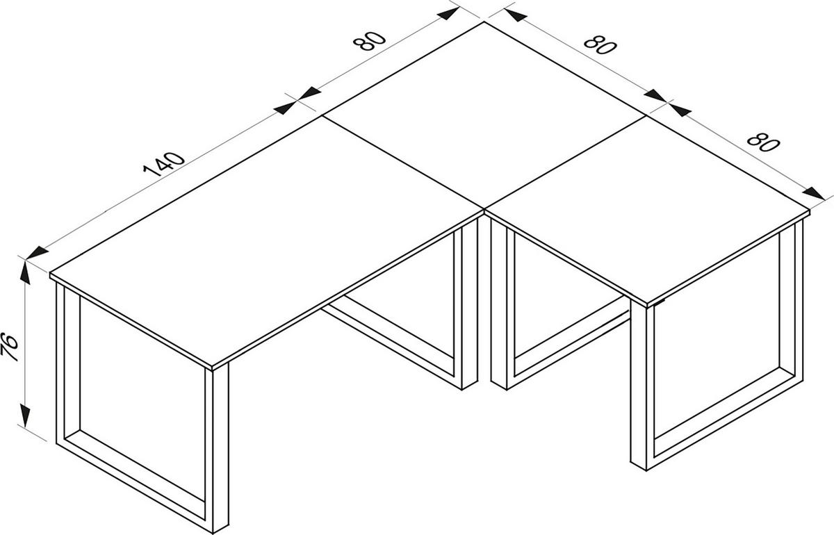 Kotna Pisalna Miza Lona, Barva Hrasta, Črna, 220x160cm - črna/medeni hrast, Design, kovina/leseni material (220/160/76cm) - MID.YOU