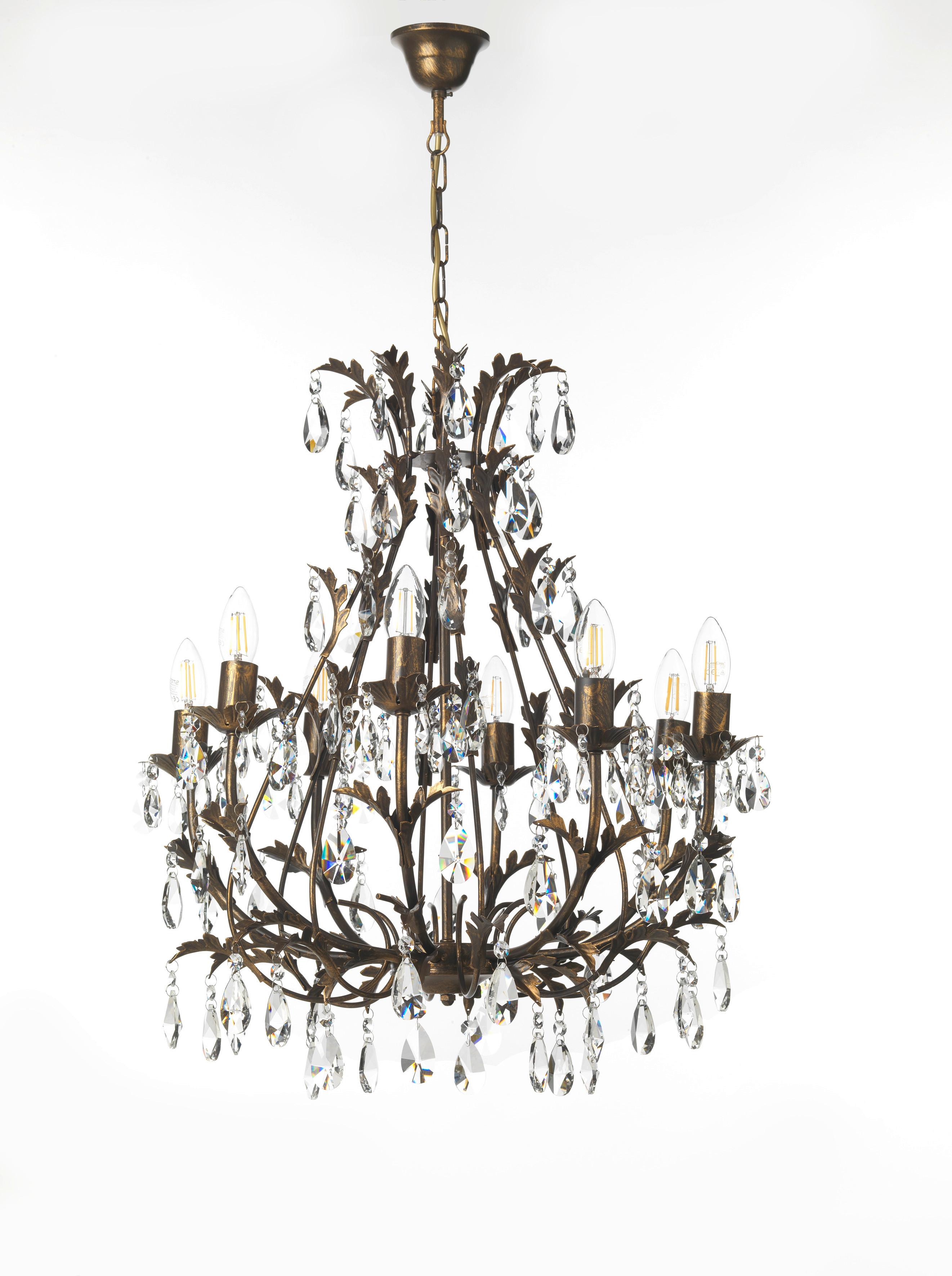 Kristall-Hängeleuchte Botte Bronzefarben max. 6 Watt - Bronzefarben, KONVENTIONELL, Glas/Metall (55/100cm)