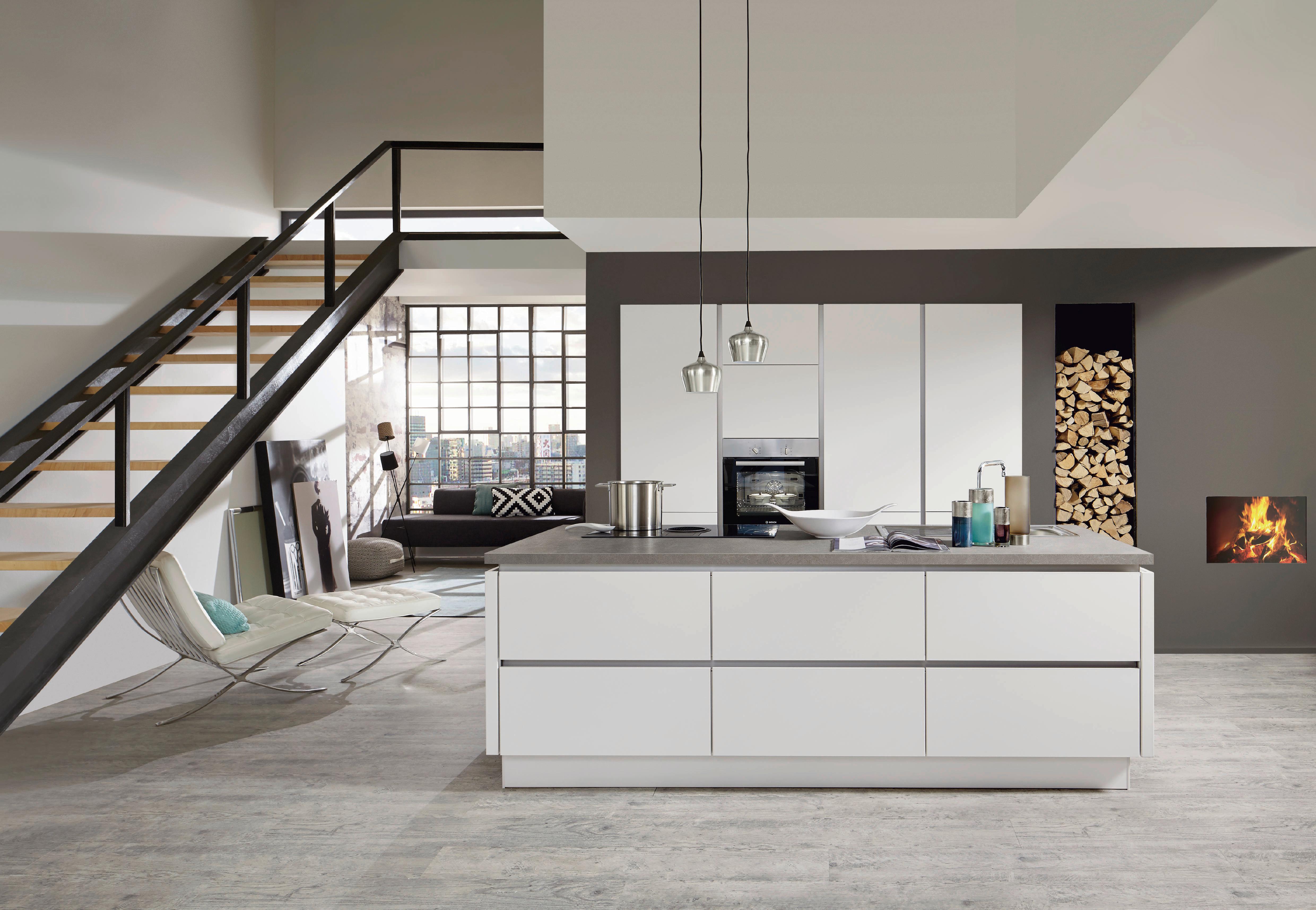 ZABUDOWA KUCHENNA SYDNEY - magnolia/kolor srebrny, Modern, materiał drewnopochodny - Vertico