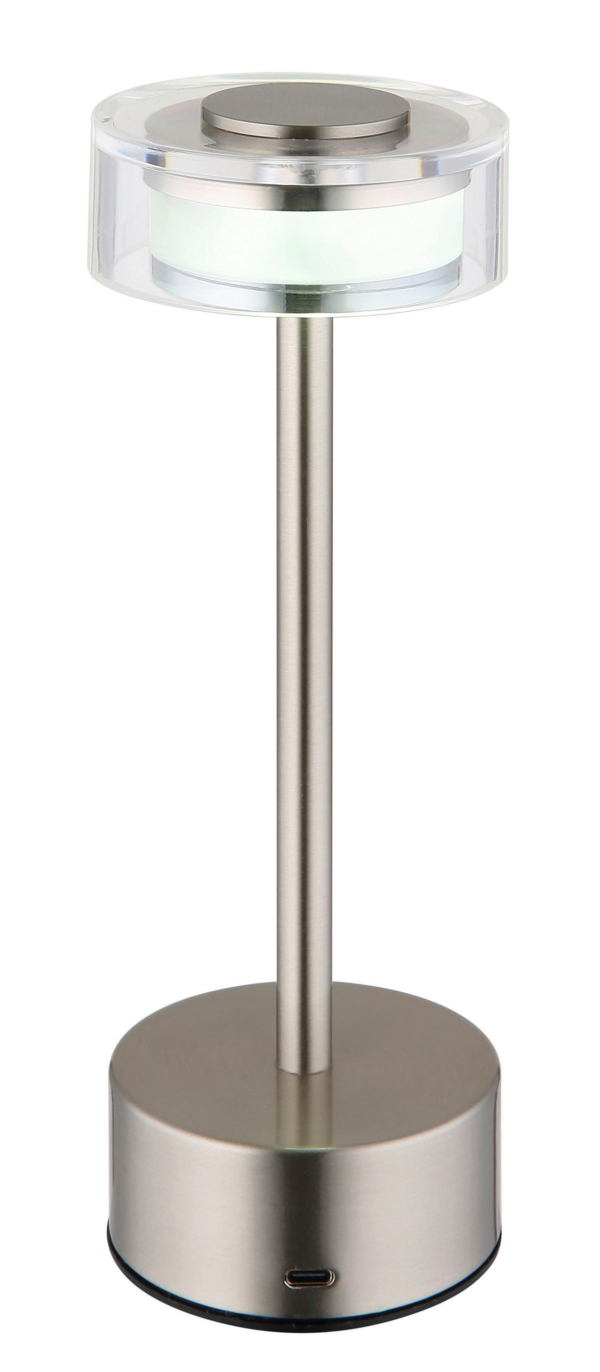 AKKU-TISCHLEUCHTE 21026N SHIRA - Klar/Opal, Design, Kunststoff/Metall (8/23,5cm) - Globo