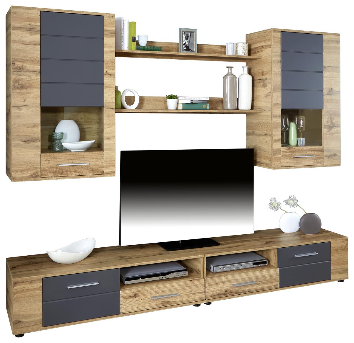 Dnevni Regal Fargo, Barva Hrasta, Siva, Led - siva/barve hrasta, Moderno (240/192/38cm) - Mömax