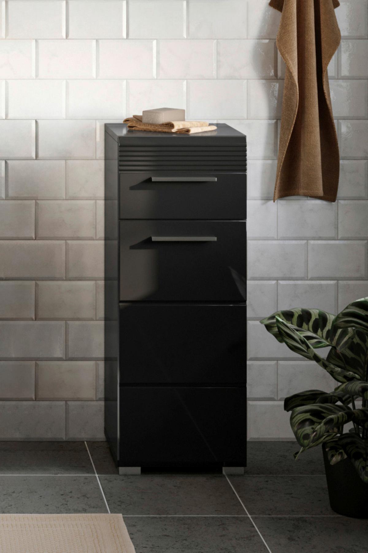 Unterschrank Linus ca. 60x70 cm Schwarz - Schwarz Hochglanz/Schwarz, MODERN, Holzwerkstoff/Kunststoff (60/70/30cm) - MID.YOU