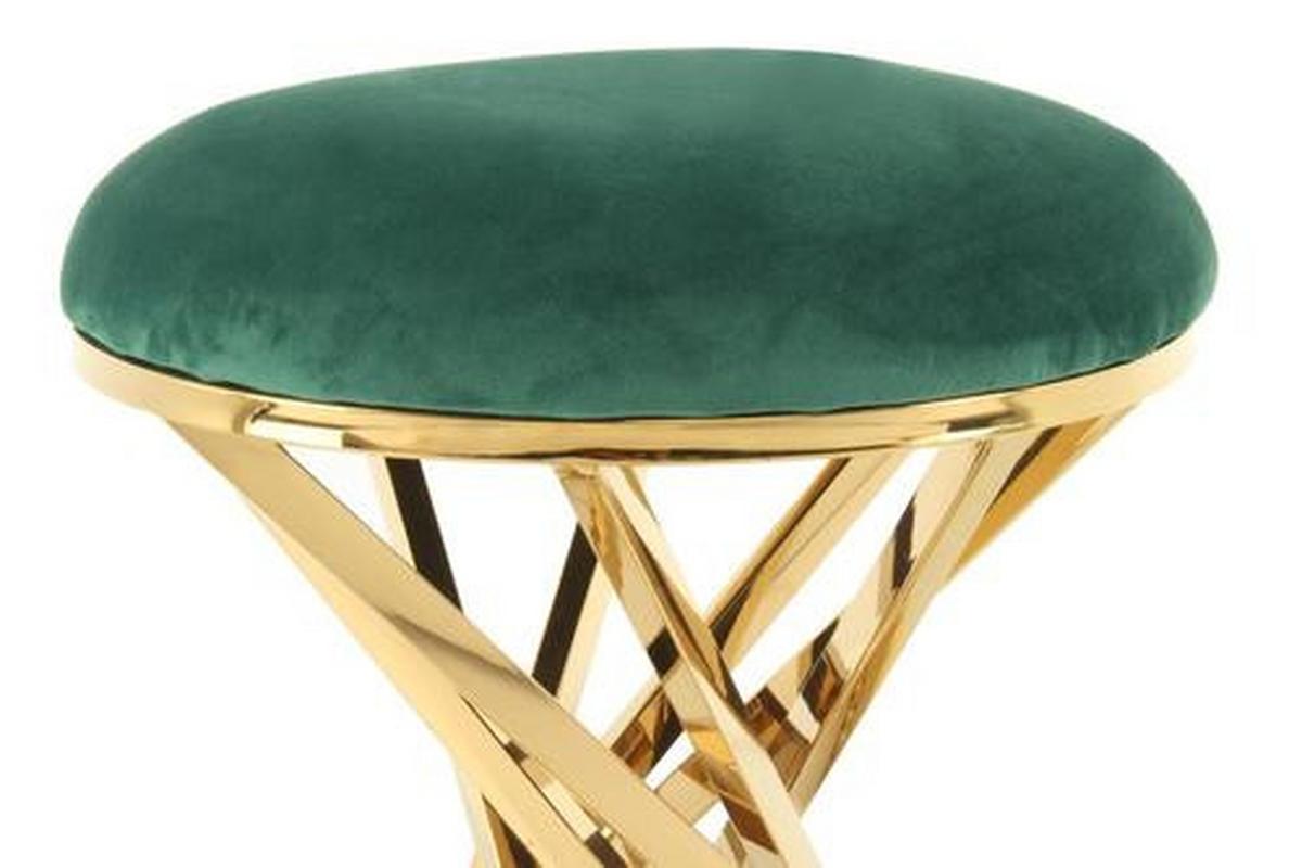 Hocker Zs182-Gld - Goldfarben/Grün, Trend, Textil/Metall (40/49/40cm) - Kayoom