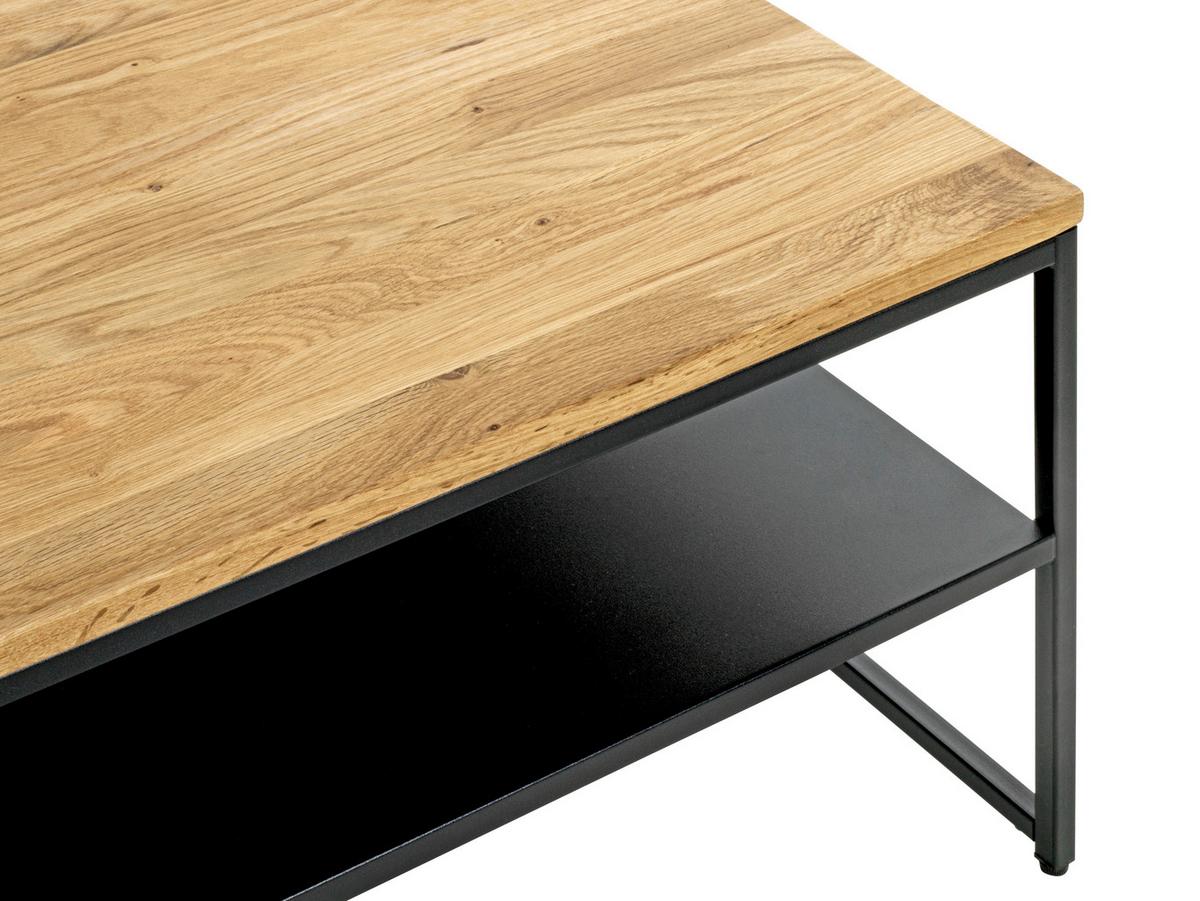 STOLIK KAWOWY SACRAMENTO - kolor dębowy/czarny, Design, metal/drewno (70/70/40cm)