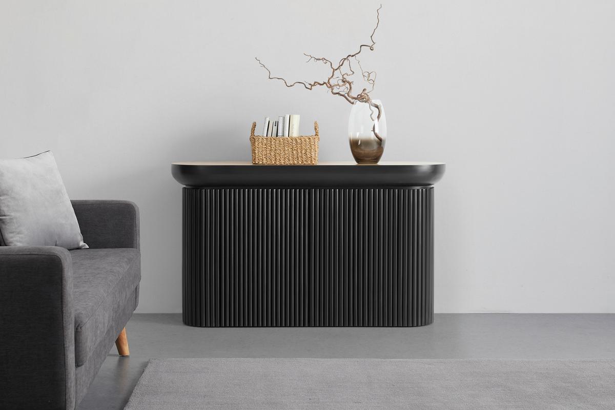 Konsole Tiffy Schwarz/Eichefarben - Eichefarben/Schwarz, MODERN, Holz/Holzwerkstoff (130/76/40cm) - Mömax
