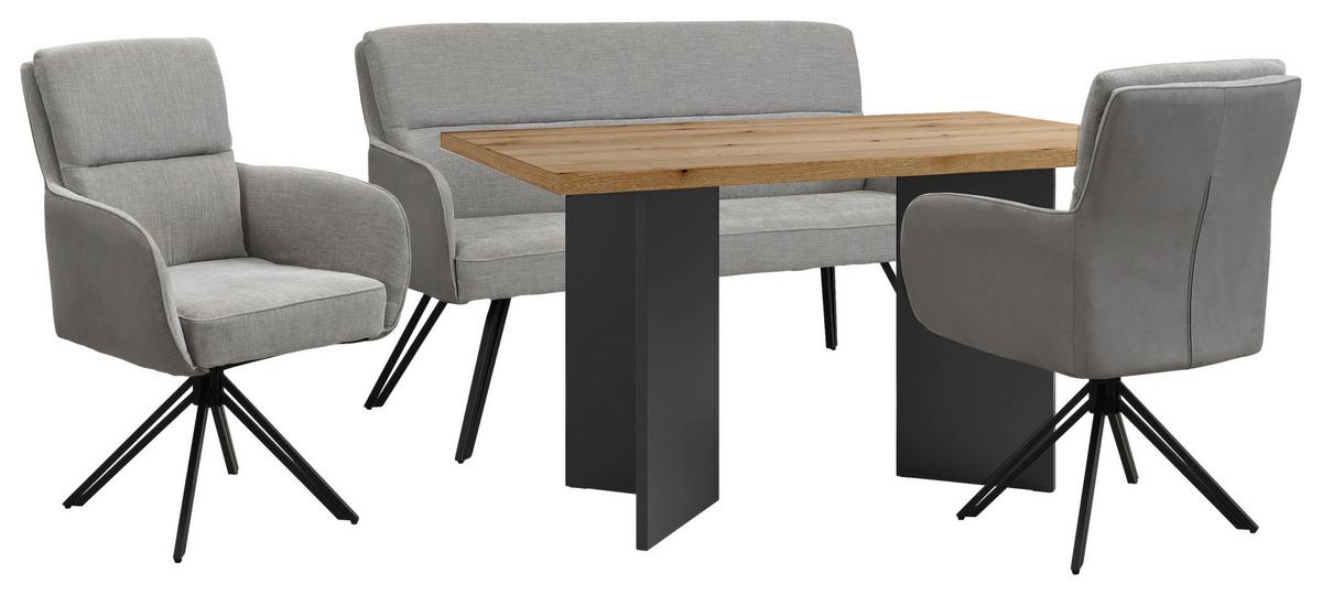 SITZBANK TINO - Hellgrau/Schwarz, MODERN, Textil/Metall (140/94/67cm) - MID.YOU