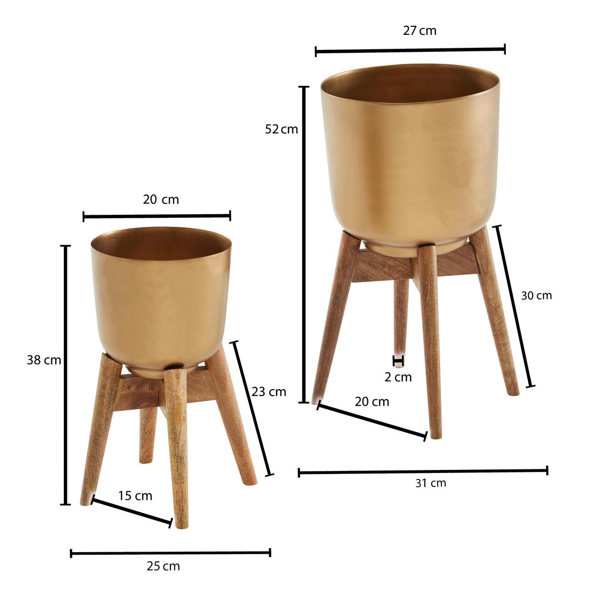 ÜBERTOPF-SET WL6.631 - Goldfarben, Design, Holz/Metall - MID.YOU