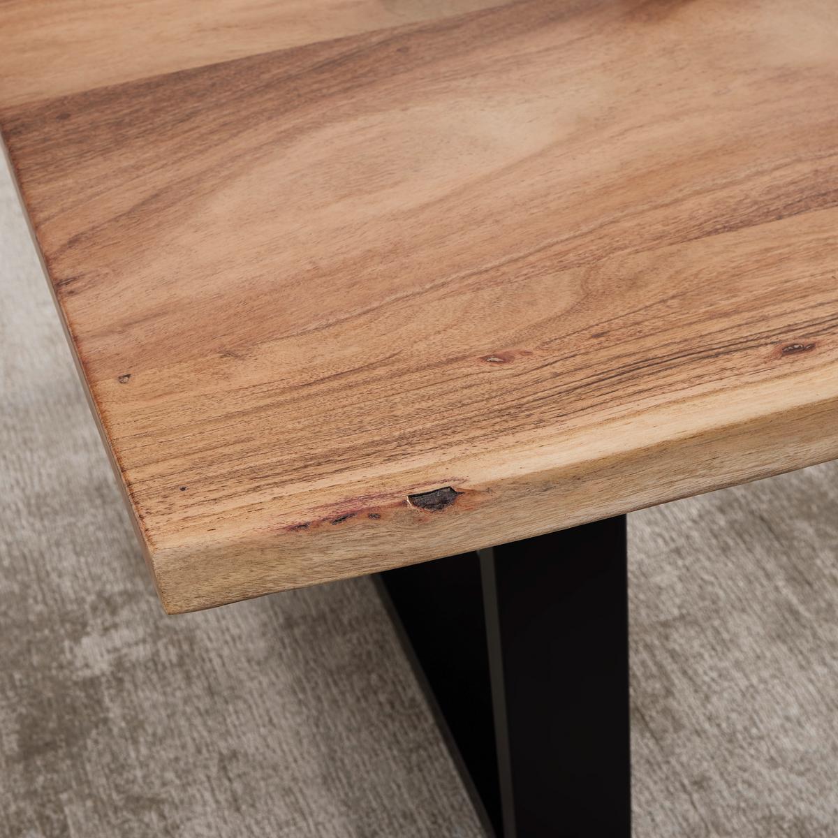 Couchtisch Nando Akazienfarben Akazie - Schwarz/Akaziefarben, MODERN, Holz/Metall (120/70/47cm) - Bessagi Home