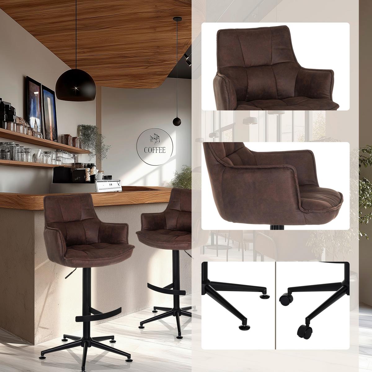 Barski Stol Solao Life High, Rjava - črna/rjava, Moderno, kovina/umetna masa (55/93/56cm) - MID.YOU