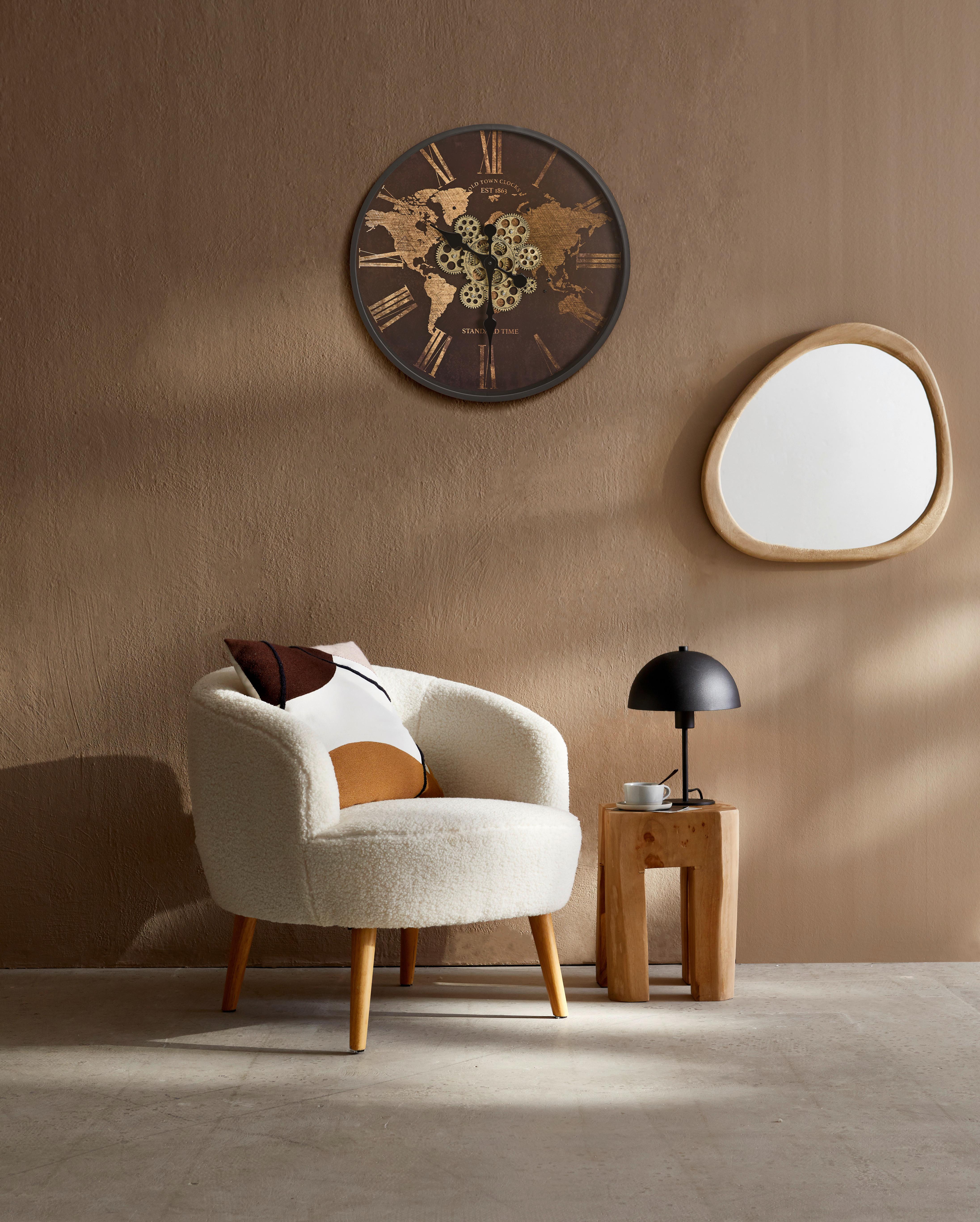 ZEGAR ŚCIENNY WORLD - czarny/brązowy, Lifestyle, materiał drewnopochodny/metal (57/57/6cm) - Xora