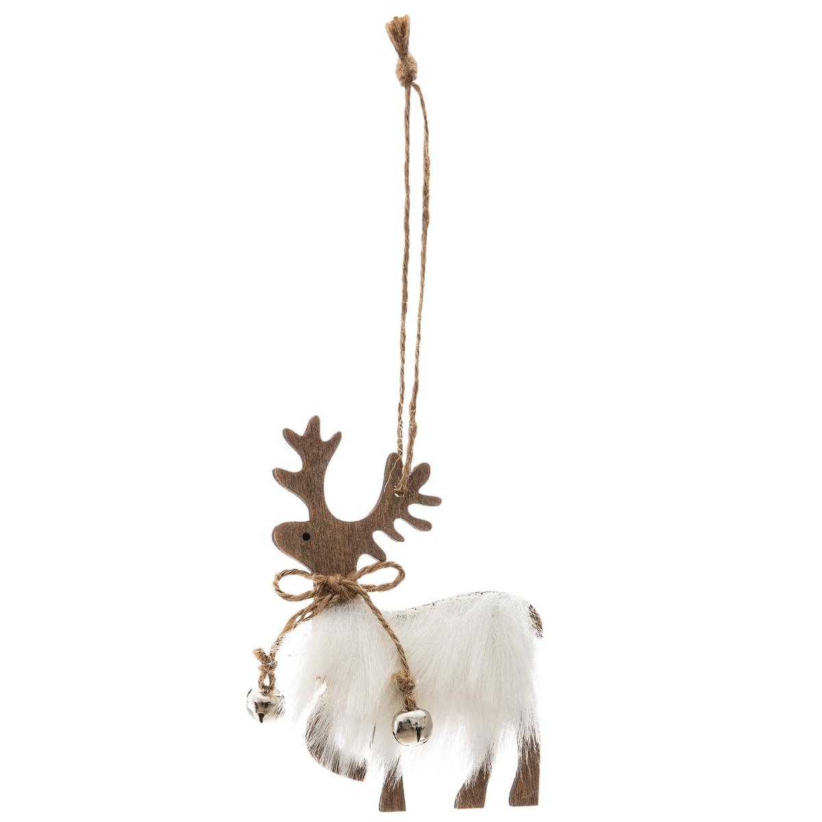 Ornament brad de Crăciun Reindeer - Modern, lemn/textil (6,9/1/10cm)
