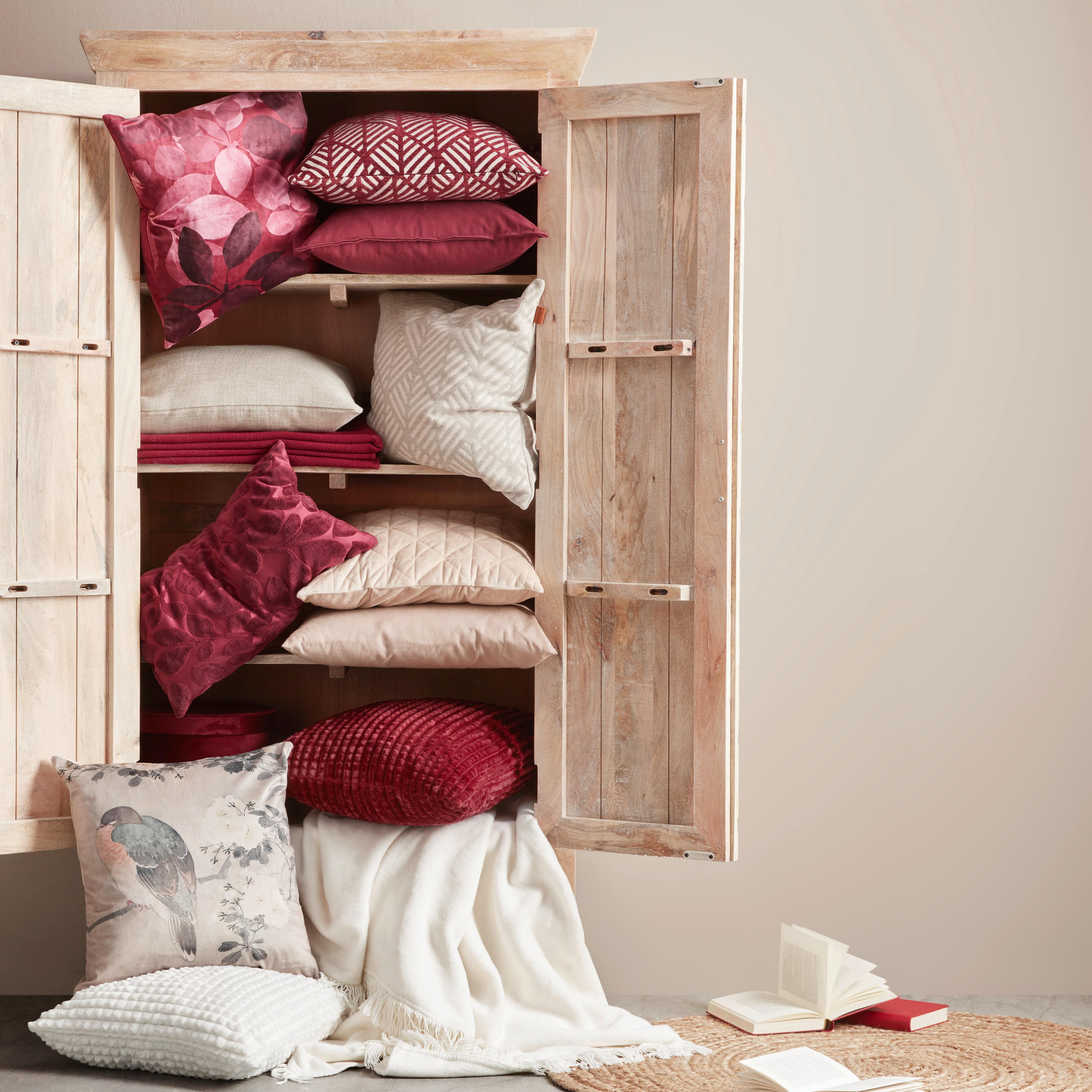 Kissenhülle Mary Jaquard ca. 45x45cm - Bordeaux, MODERN, Textil (45/45cm) - Mary's