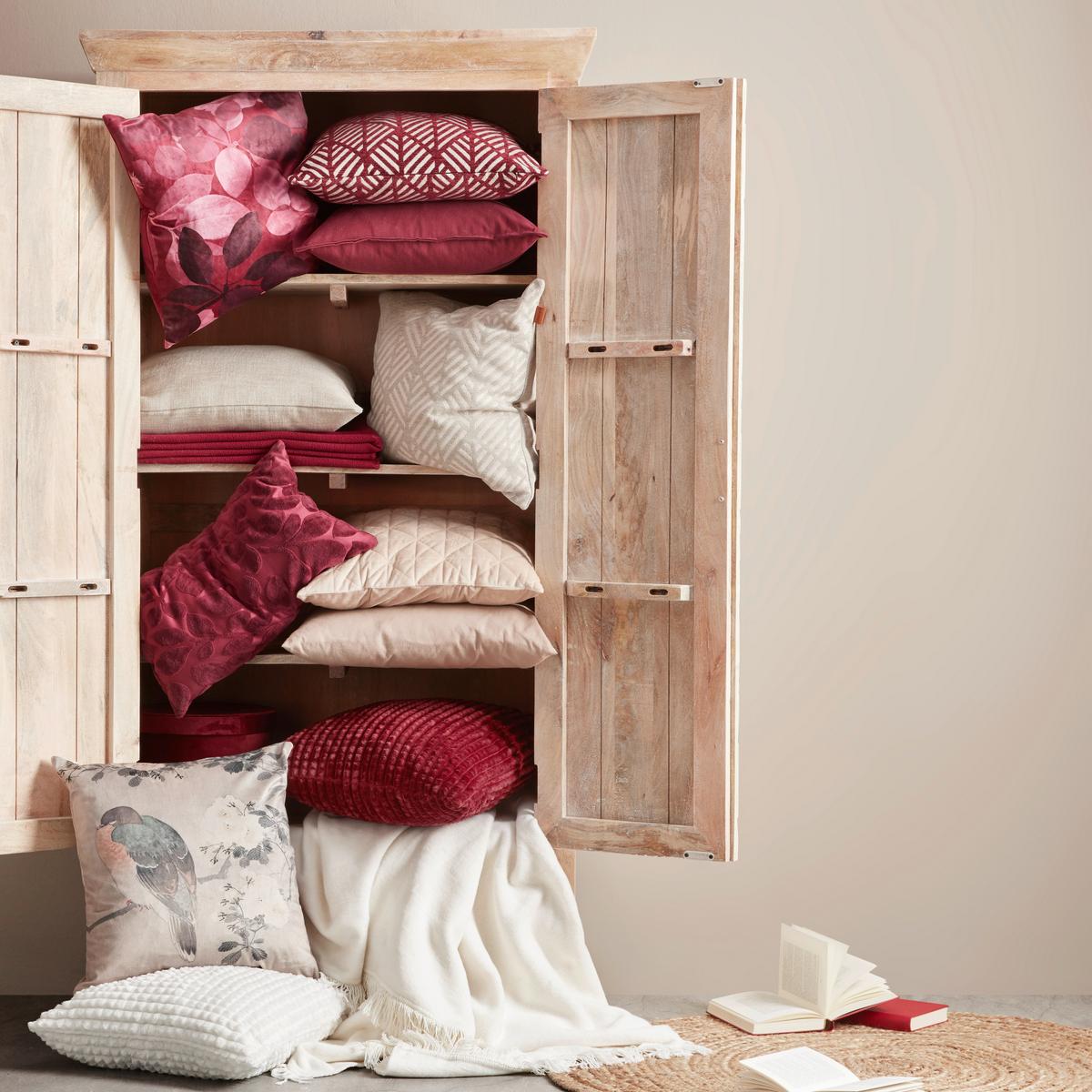Kissenhülle Mary Jaquard ca. 45x45cm - Bordeaux, Modern, Textil (45/45cm) - Mary's
