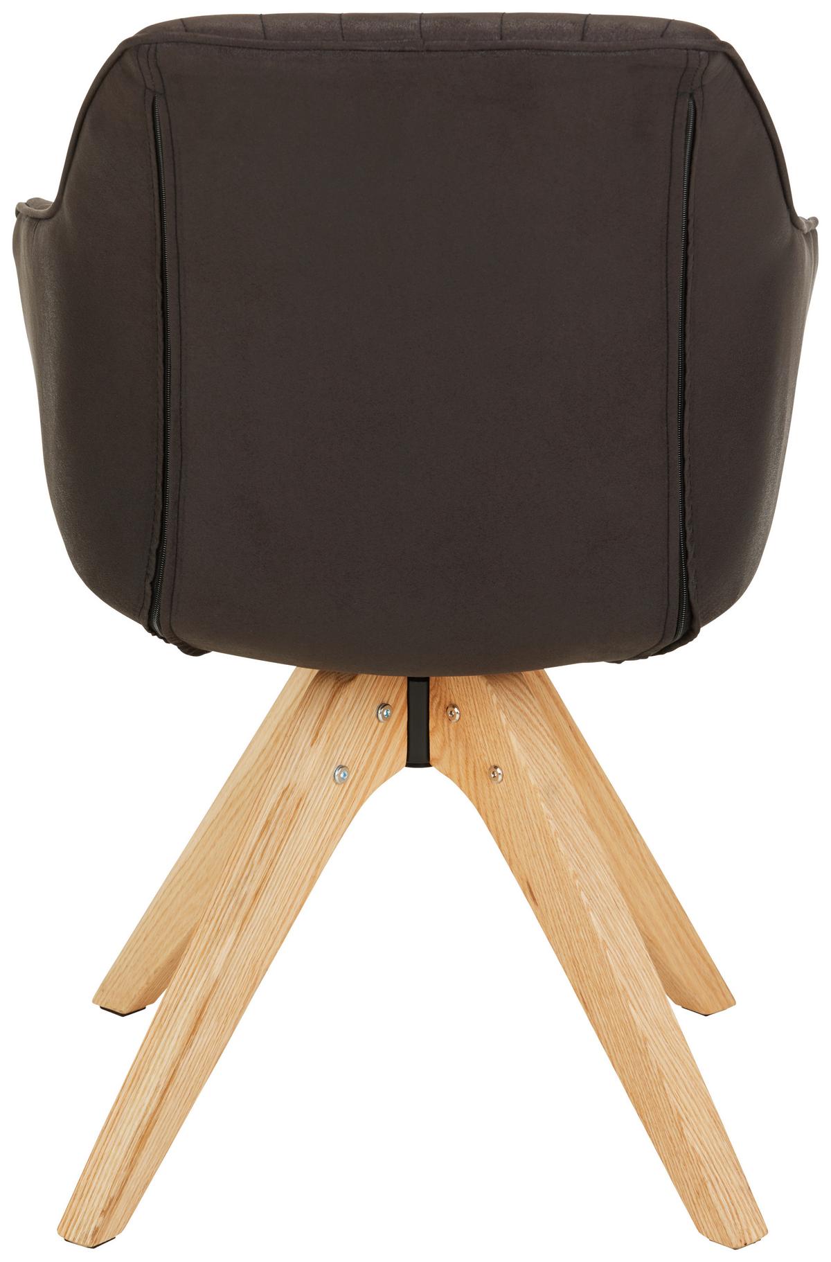 Armlehnstuhl in Dunkelgrau/Eiche - Dunkelgrau/Eichefarben, Holz/Textil (60/83/65cm) - Premium Living