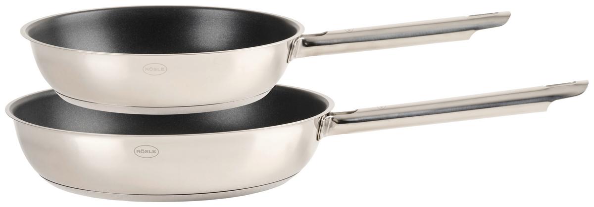 ZESTAW PATELNI 13589 RÖSLE - kolor stalowy, Basics, metal (24+28cm) - Rösle