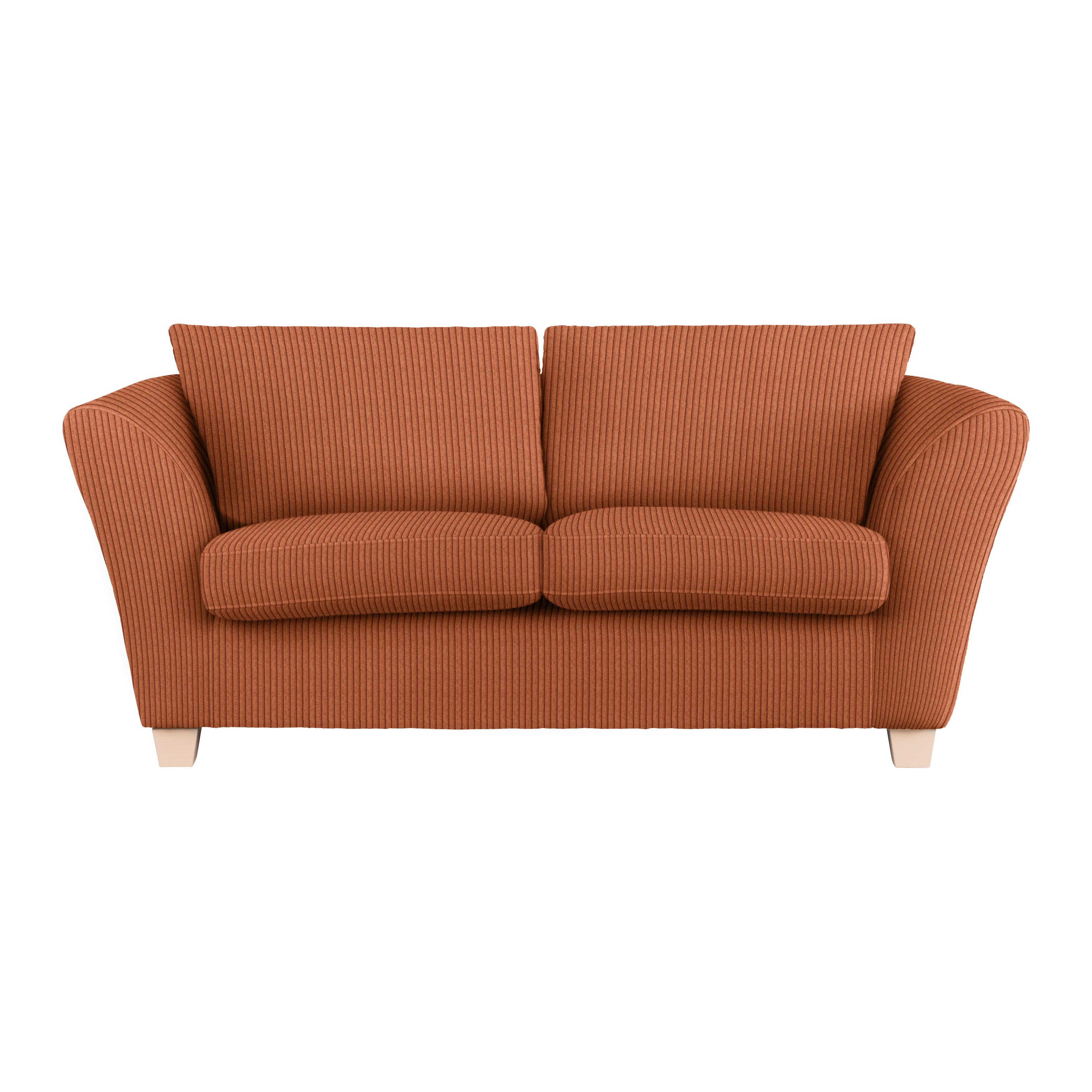2-Sitzer-Sofa Devado Koralle Cord - Koralle/Naturfarben, Holz/Textil (190/70-85/95cm) - Mömax