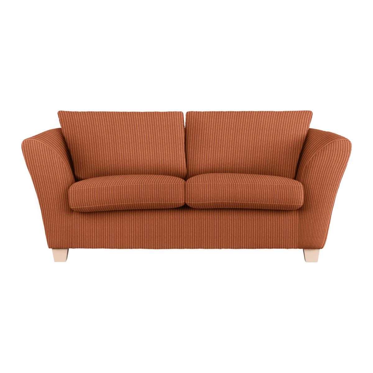 2-Sitzer-Sofa Devado Koralle Cord - Koralle/Naturfarben, Holz/Textil (190/70-85/95cm) - Mömax