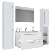 Kopalnica Badinos, Bela - siva/bela, Moderno, kovina/leseni material (127cm) - MID.YOU