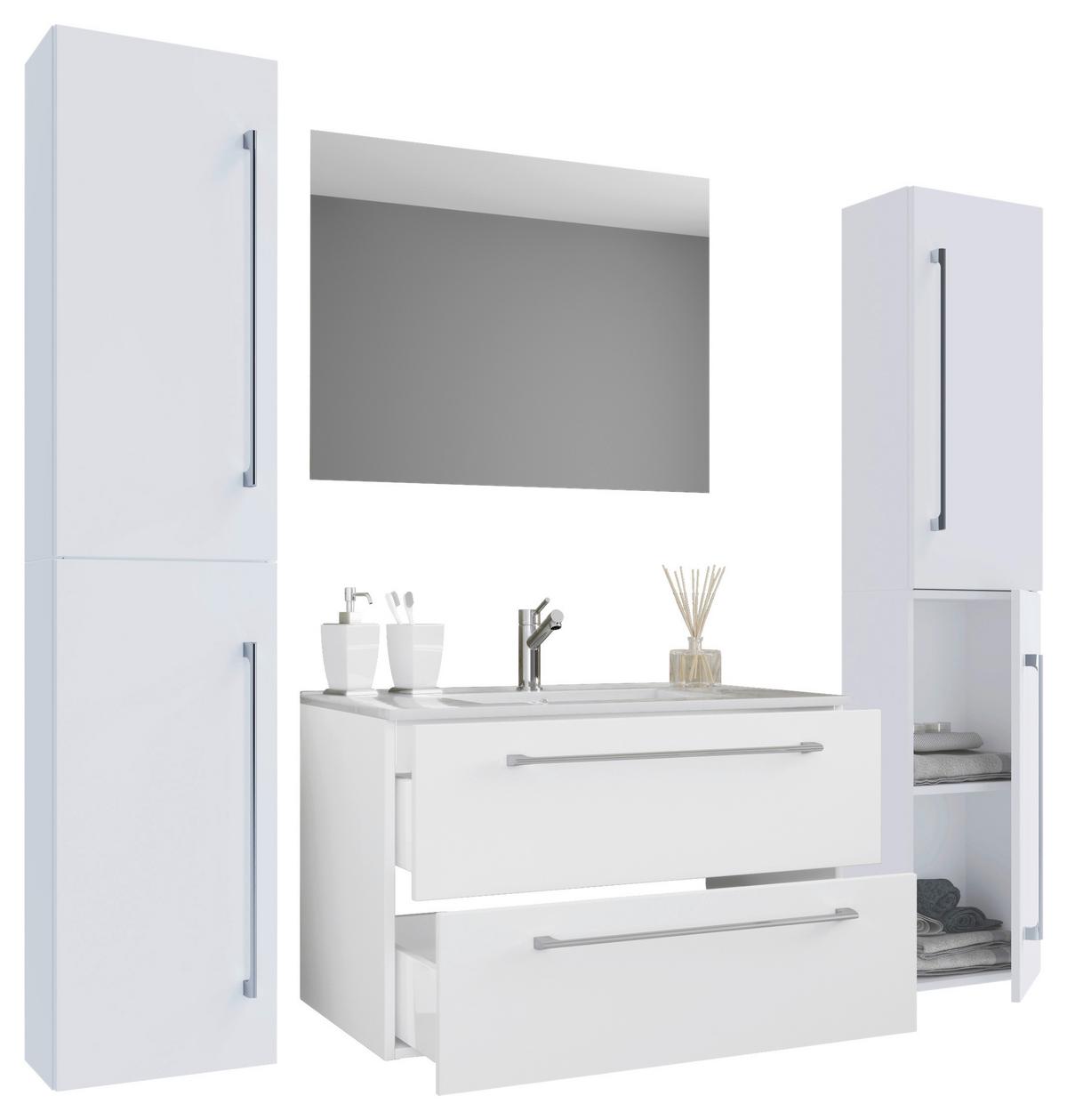 Kopalnica Badinos, Bela - siva/bela, Moderno, kovina/leseni material (127cm) - MID.YOU