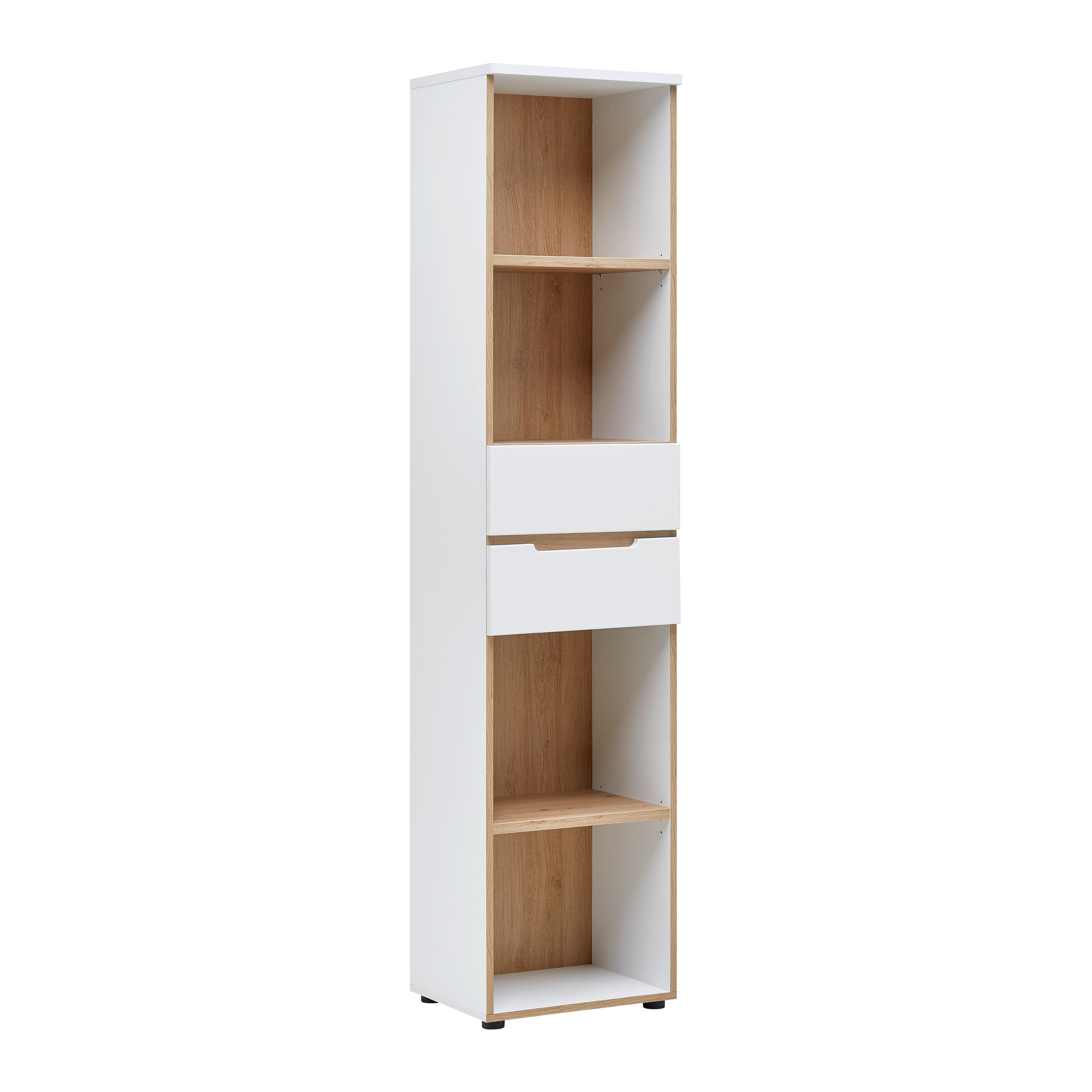 Regalkombination Dallas Weiß/Eiche Artisan - Silberfarben/Schwarz, MODERN, Holzwerkstoff/Kunststoff (45/197/38cm) - Mömax