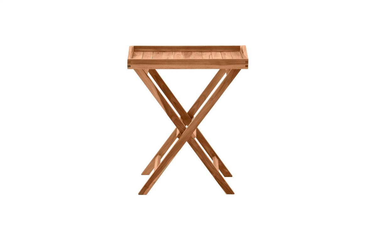 Gartenbeistelltisch Naturfarben Teakholz - Naturfarben, Natur, Holz (60/40/65cm) - Gardenson