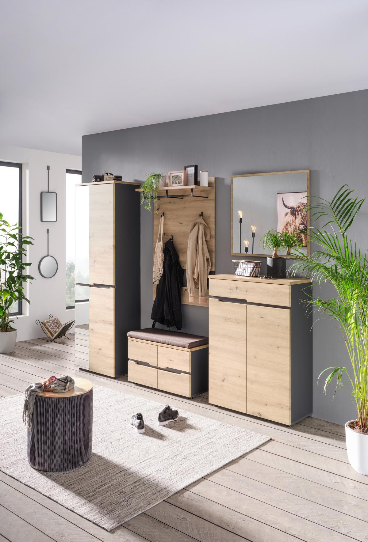 Garderobenschrank Memphis in Eiche Artisan/Graphitfarben - Eichefarben/Graphitfarben, MODERN (65/192/38cm) - Mömax
