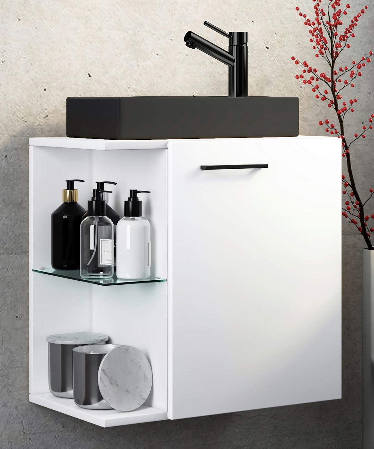 WASCHTISCHKOMBI HAUSA BL - Weiss/Schwarz, Modern, Glas/Keramik (52cm) - MID.YOU