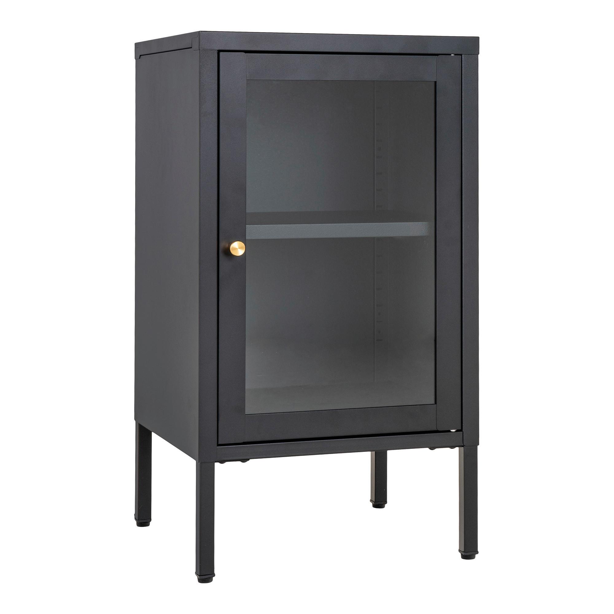 Kommode Dalby Schwarz - Transparent/Messingfarben, Design, Glas/Metall (38/70/35cm) - MID.YOU