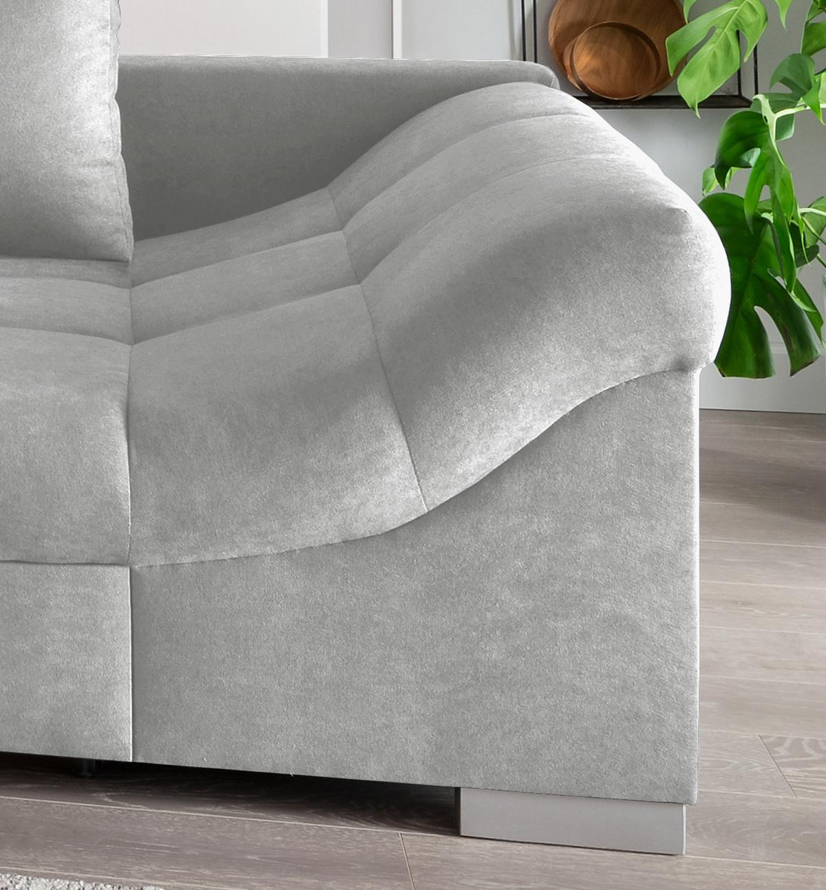 Wohnlandschaft Alvito Silberfarben Nylon/Mikrofaser - Silberfarben, Design, Holz/Textil (202/298cm) - MID.YOU