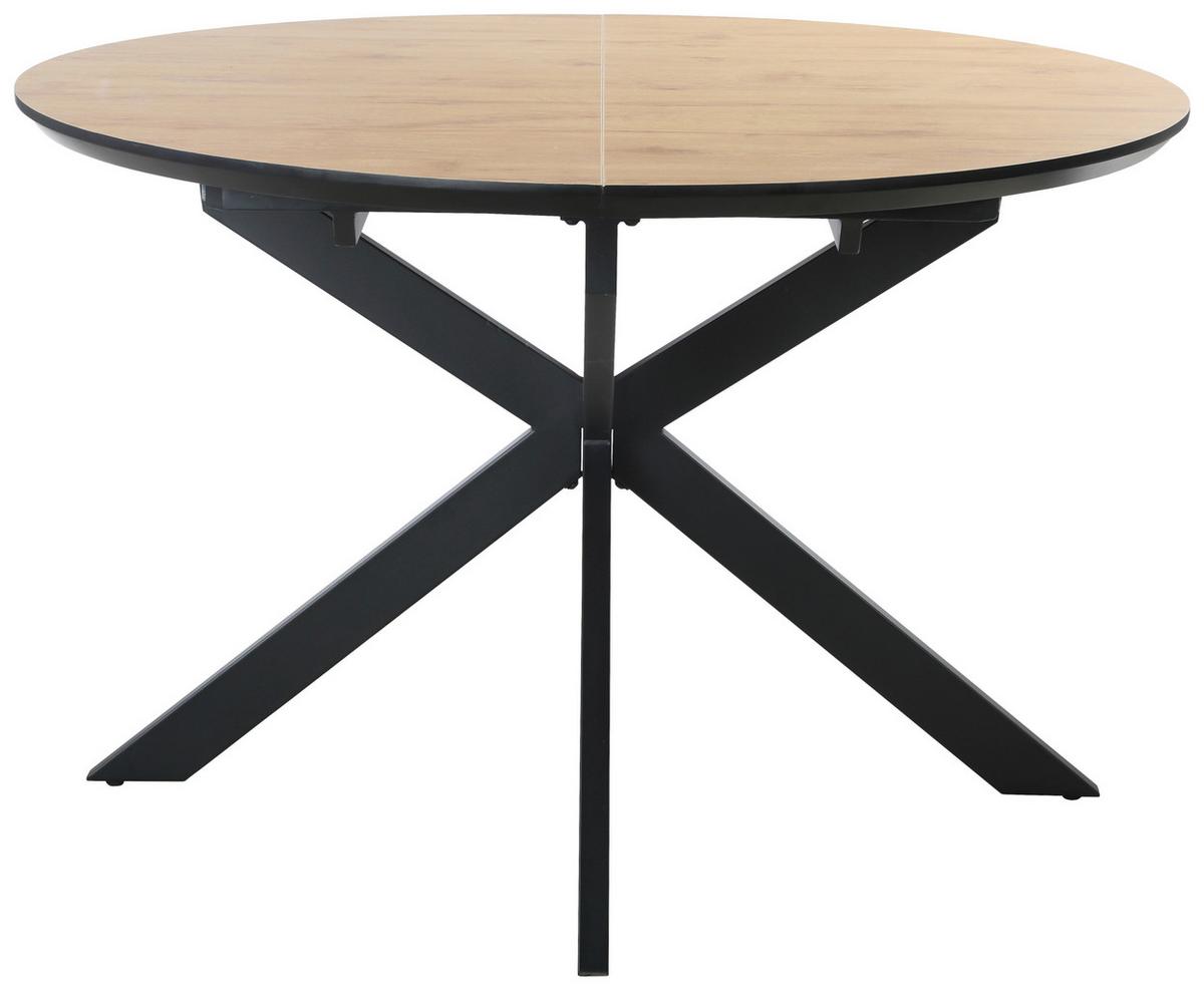 Masa ROTO - culoare lemn stejar/negru, Modern, metal/material pe bază de lemn (120+40/76/120cm) - Mömax