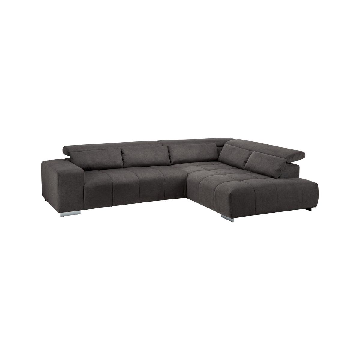Wohnlandschaft Orion Grau Chenille-Oberfläche - Chromfarben/Grau, Modern, Textil/Metall (310/70-88/225cm) - Bessagi Home