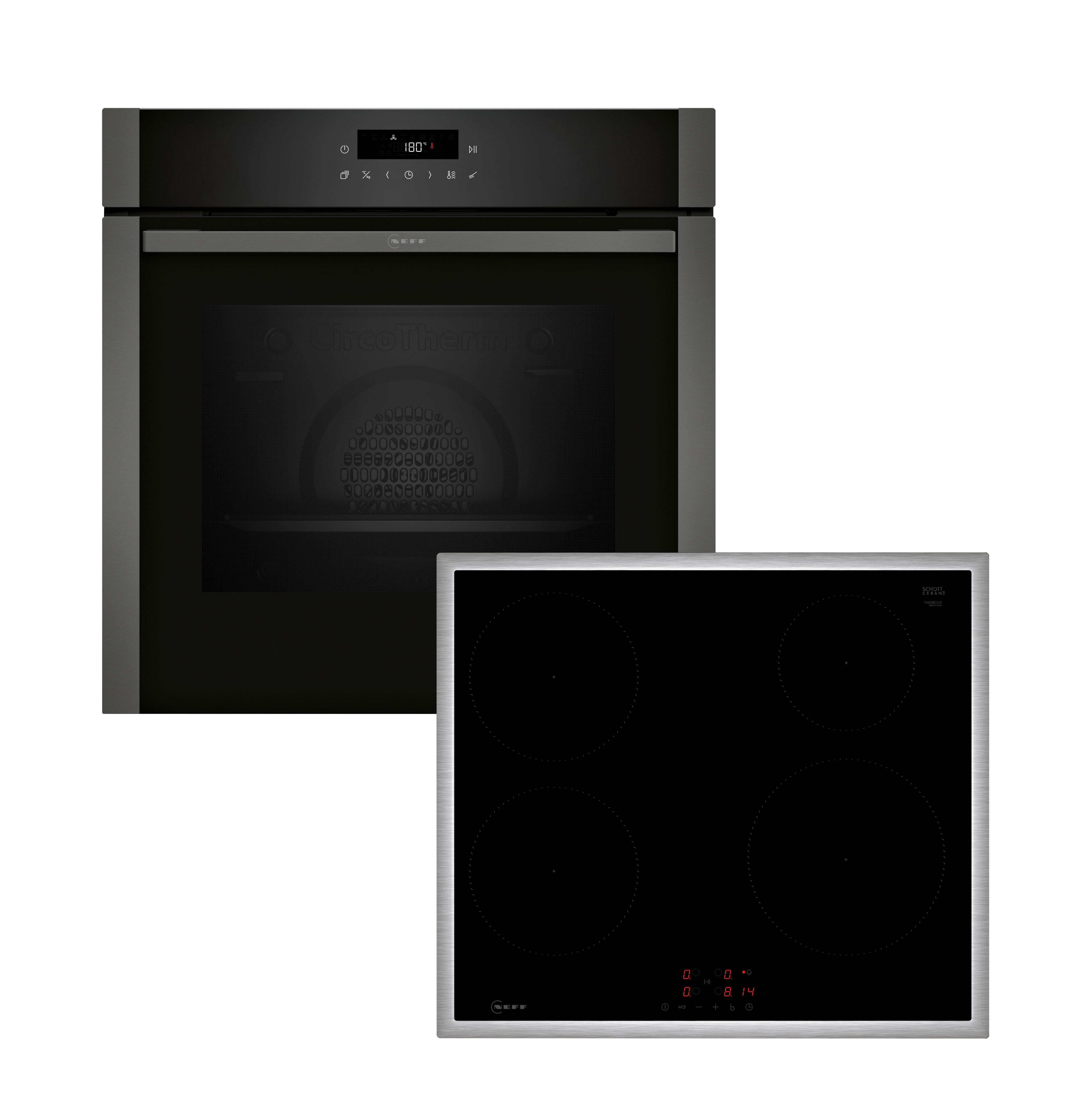 Backofenset BXPOWER6I Graphitfarben/Schwarz - Graphitfarben/Schwarz, MODERN, Glas/Metall (59,4/59,5/54,8cm) - Neff