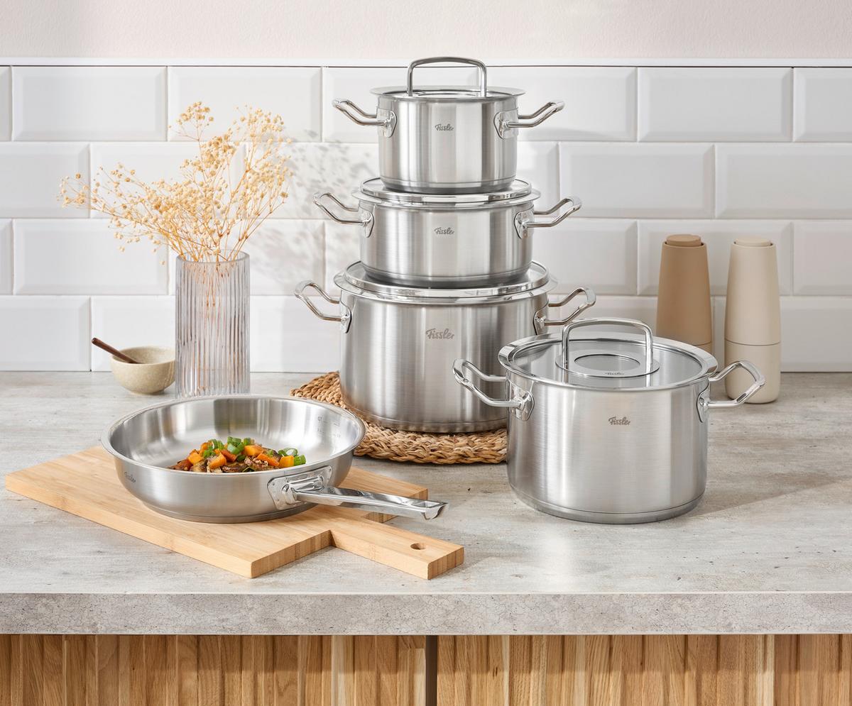 ZESTAW GARNKÓW 084-379-05-000/0 FISSLER - kolor srebrny, Basics, metal/szkło - Fissler