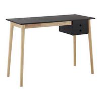 Schreibtisch Melanie Schwarz Echtholz/MDF ca. 160x48 cm - Schwarz/Naturfarben, MODERN, Holz (106/48/77cm) - Bessagi Home
