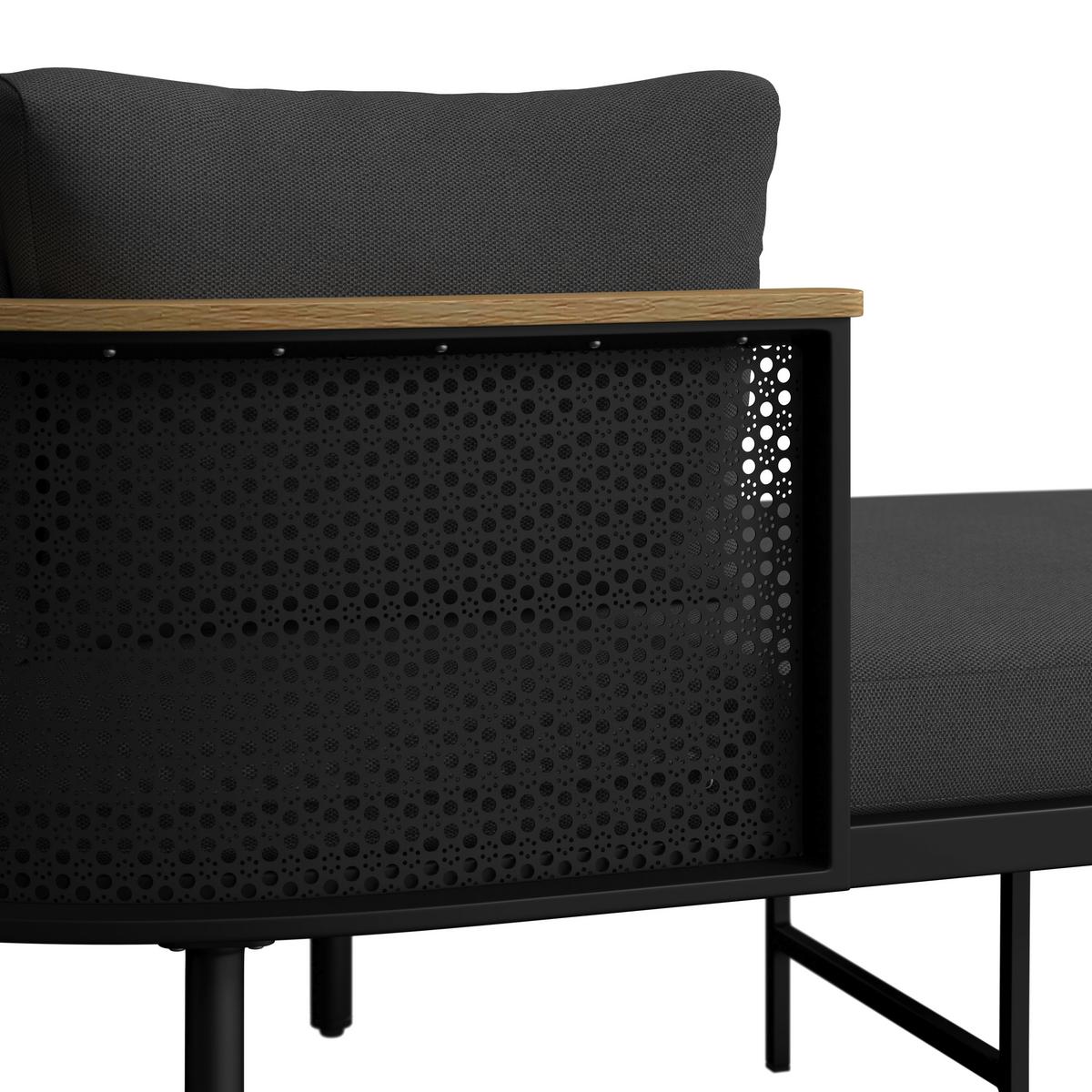 Garnitură grădină Lissa - gri închis/culoare lemn păr, Modern, plastic/metal - Bessagi Garden