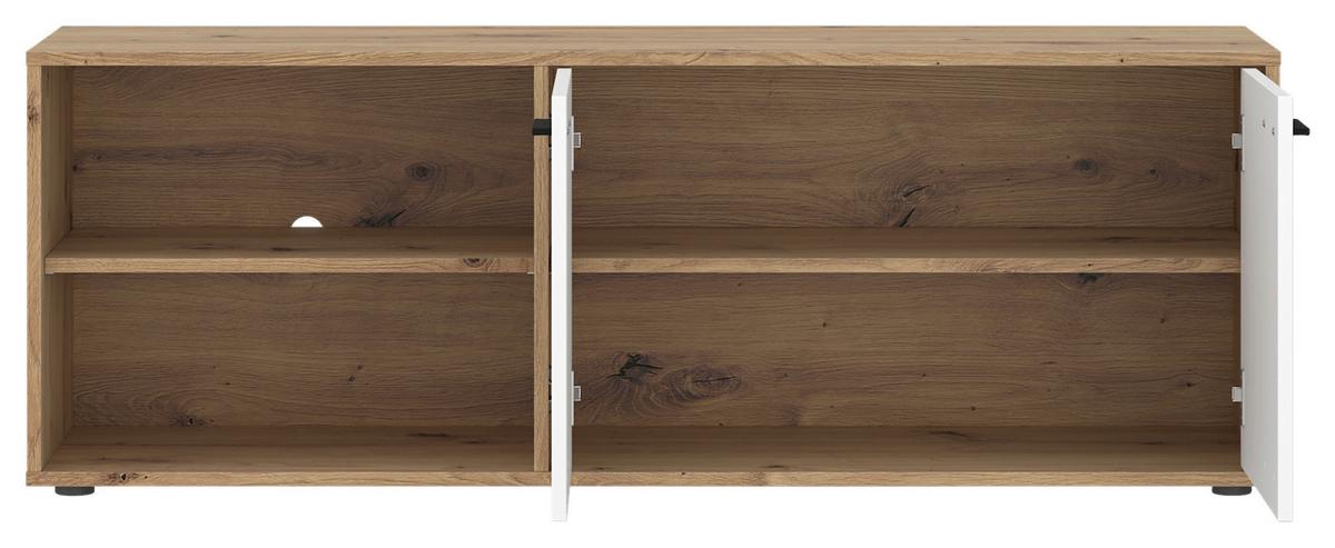 Comodă TV WILMA - alb/stejar Artisan, Trend, material pe bază de lemn (140/50/40cm) - Modern Living