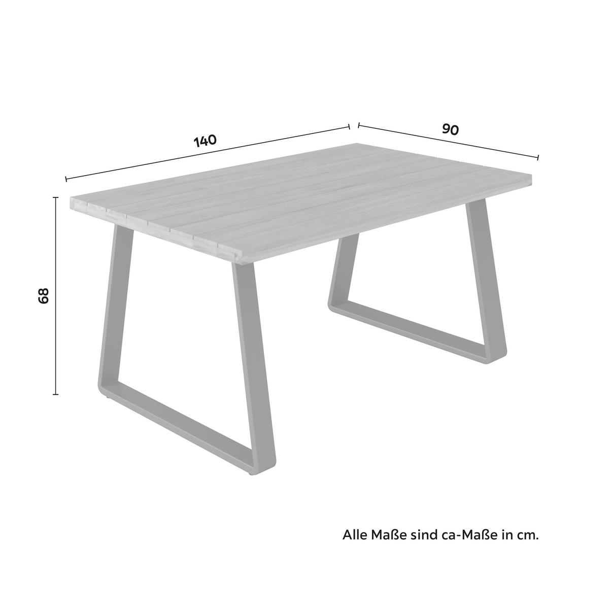 Dining-Loungeset Alexa Holz Outdoorstoff/Metall +Abdeckung - Anthrazit/Creme, MODERN, Holz/Textil (208,5/81/85,5cm) - Bessagi Garden