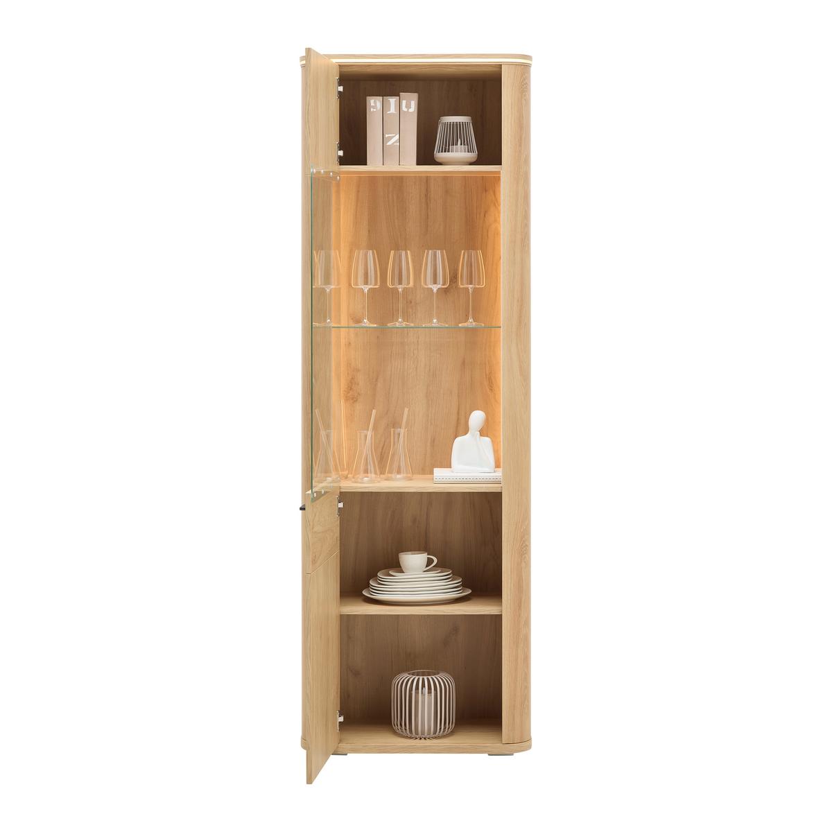 Vitrine Lagos Eichefarben - Eichefarben/Anthrazit, Modern, Glas/Holzwerkstoff (69,2/209,5/37,5cm) - Premium Living