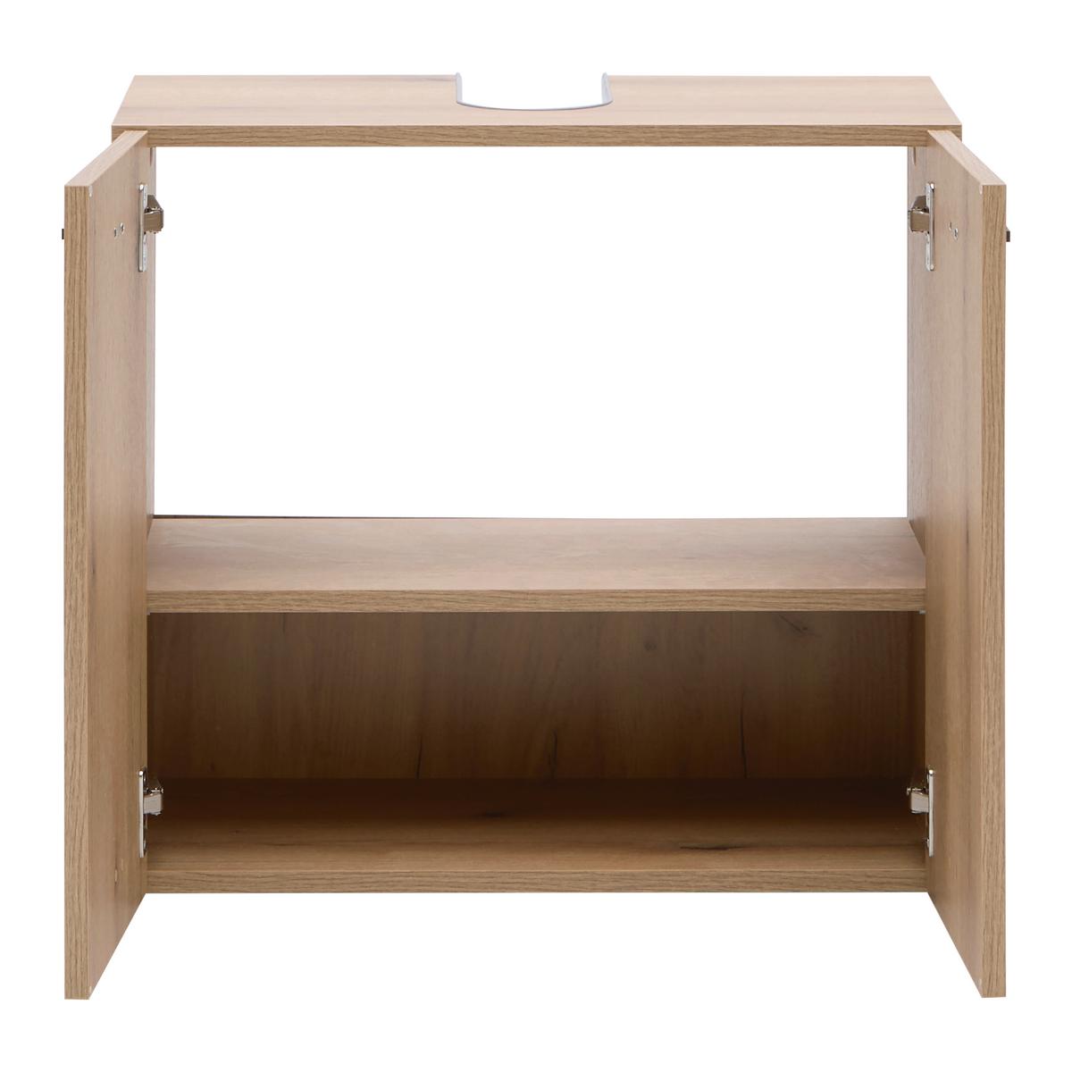 Waschbeckenunterschrank Basix Eichefarben ca.60x55x33cm - Eichefarben/Schwarz, Basics, Holzwerkstoff/Kunststoff (60/55/33cm) - Mömax