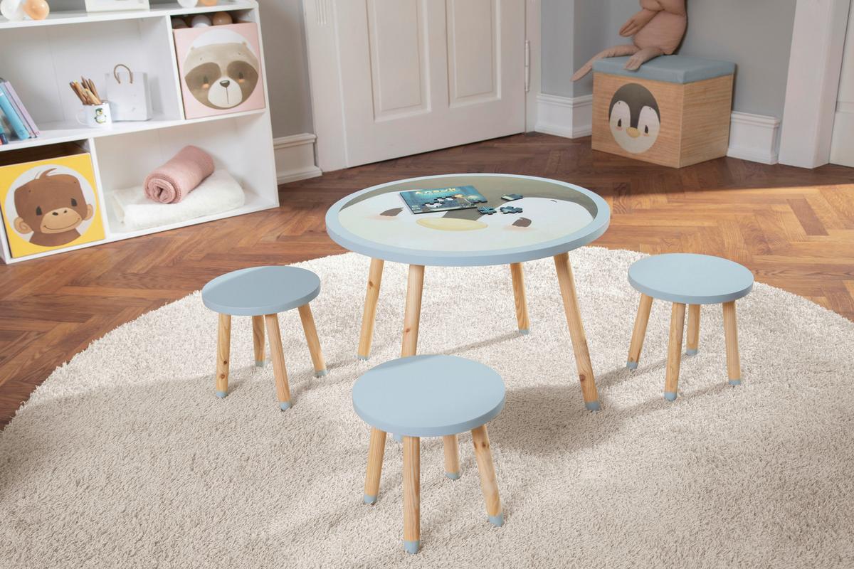 ZESTAW DO SIEDZENIA DLA DZIECI ANOUK - jasnoniebieski, Konventionell, materiał drewnopochodny/drewno