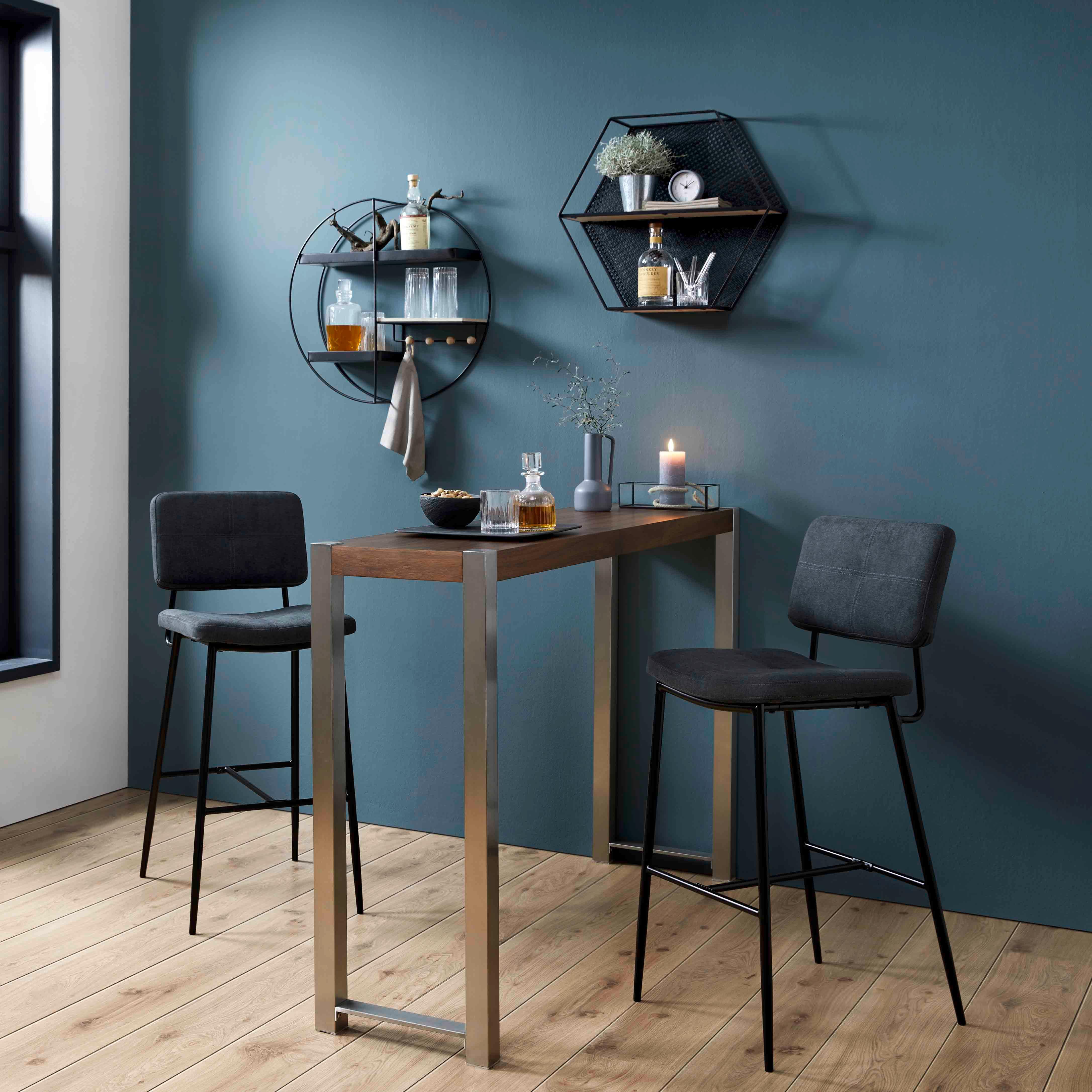 Barski Stol Neta, Temno Siva - temno siva/črna, Moderno, kovina/tekstil (45/103/52cm) - Bessagi Home