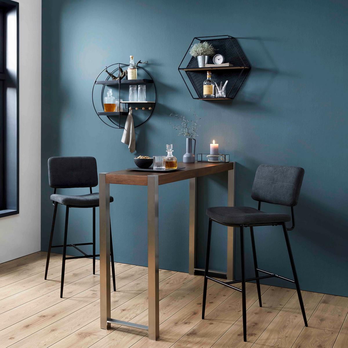 Barhocker Neta Dunkelgrau Webstoff Gepolstert - Dunkelgrau/Schwarz, MODERN, Holz/Textil (45/103/52cm) - Bessagi Home