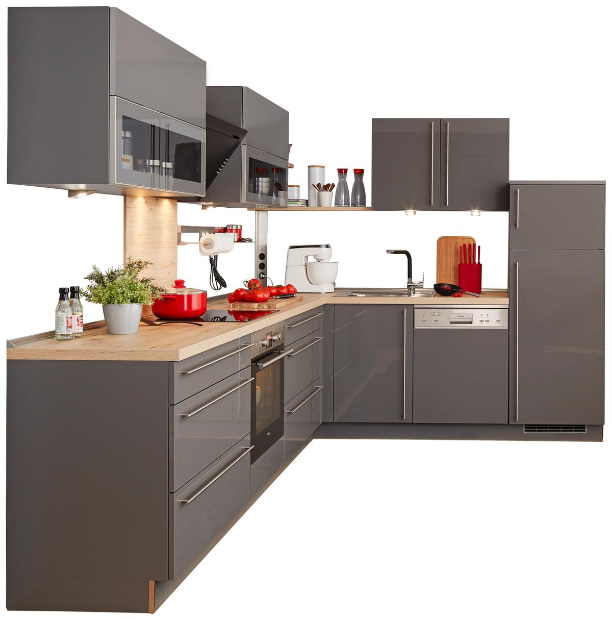 Eckküche Nolte Lux Grau - Grau, KONVENTIONELL (235/305cm) - Nolte Küchen