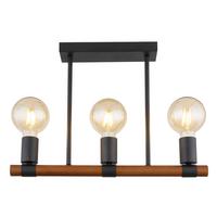 Deckenleuchte Heinrich Braun/Schwarz max. 40 Watt - Schwarz/Braun, Basics, Holz/Metall (49/6/35cm) - Globo
