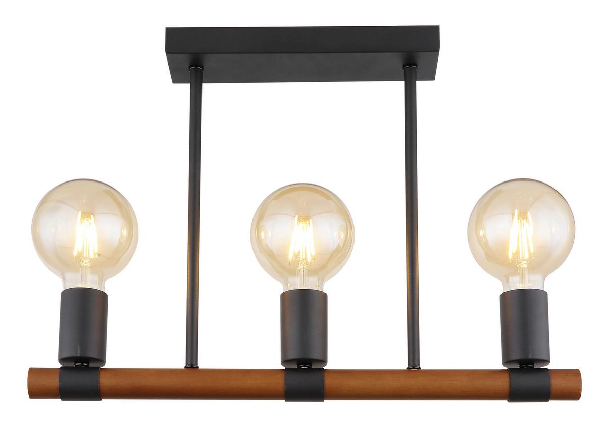 Deckenleuchte Heinrich Braun/Schwarz max. 40 Watt - Schwarz/Braun, Basics, Holz/Metall (49/6/35cm) - Globo
