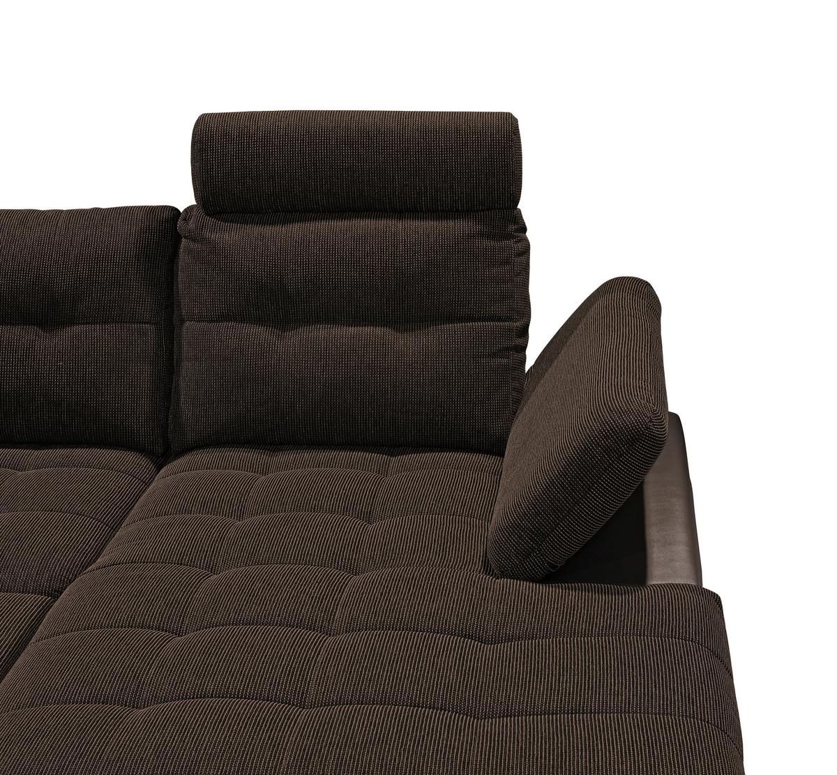Wohnlandschaft Jakarta U inkl. Kissen Dunkelbraun - Dunkelbraun/Silberfarben, MODERN, Holzwerkstoff/Textil (218/324/170cm) - MID.YOU