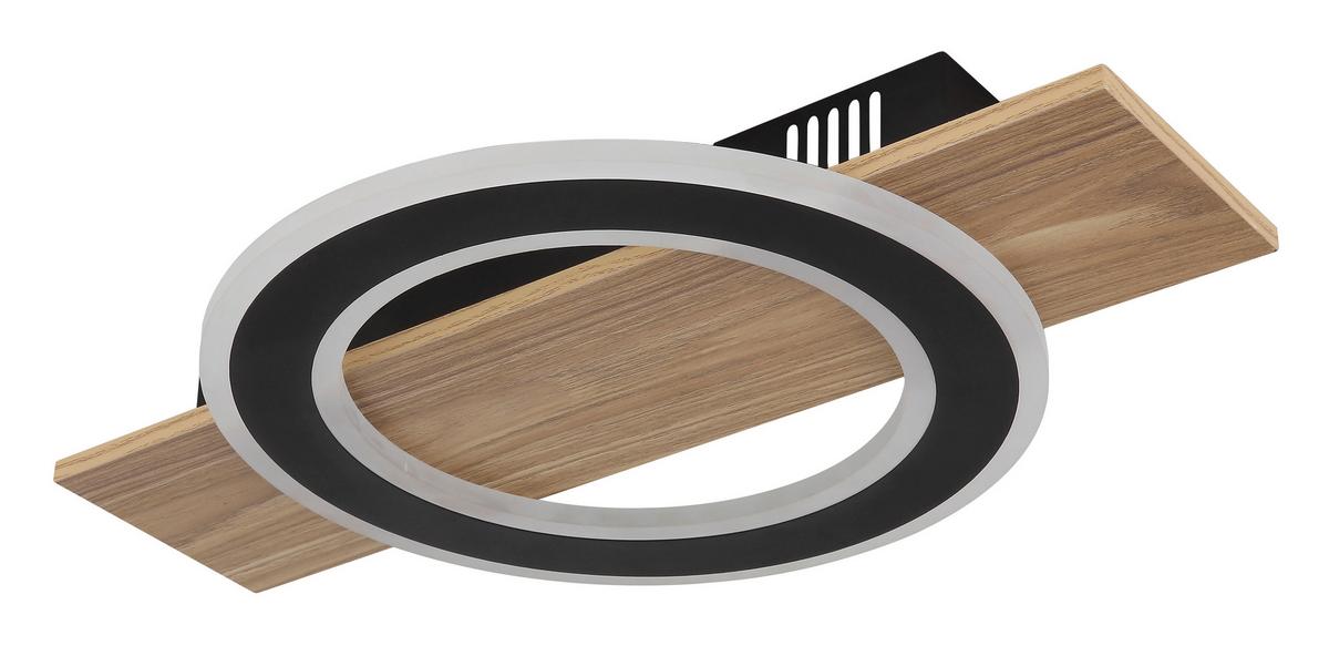 LED-DECKENLEUCHTE 48038-18 - Dunkelbraun/Opal, Natur, Kunststoff/Metall (44/29/5,2cm) - Globo