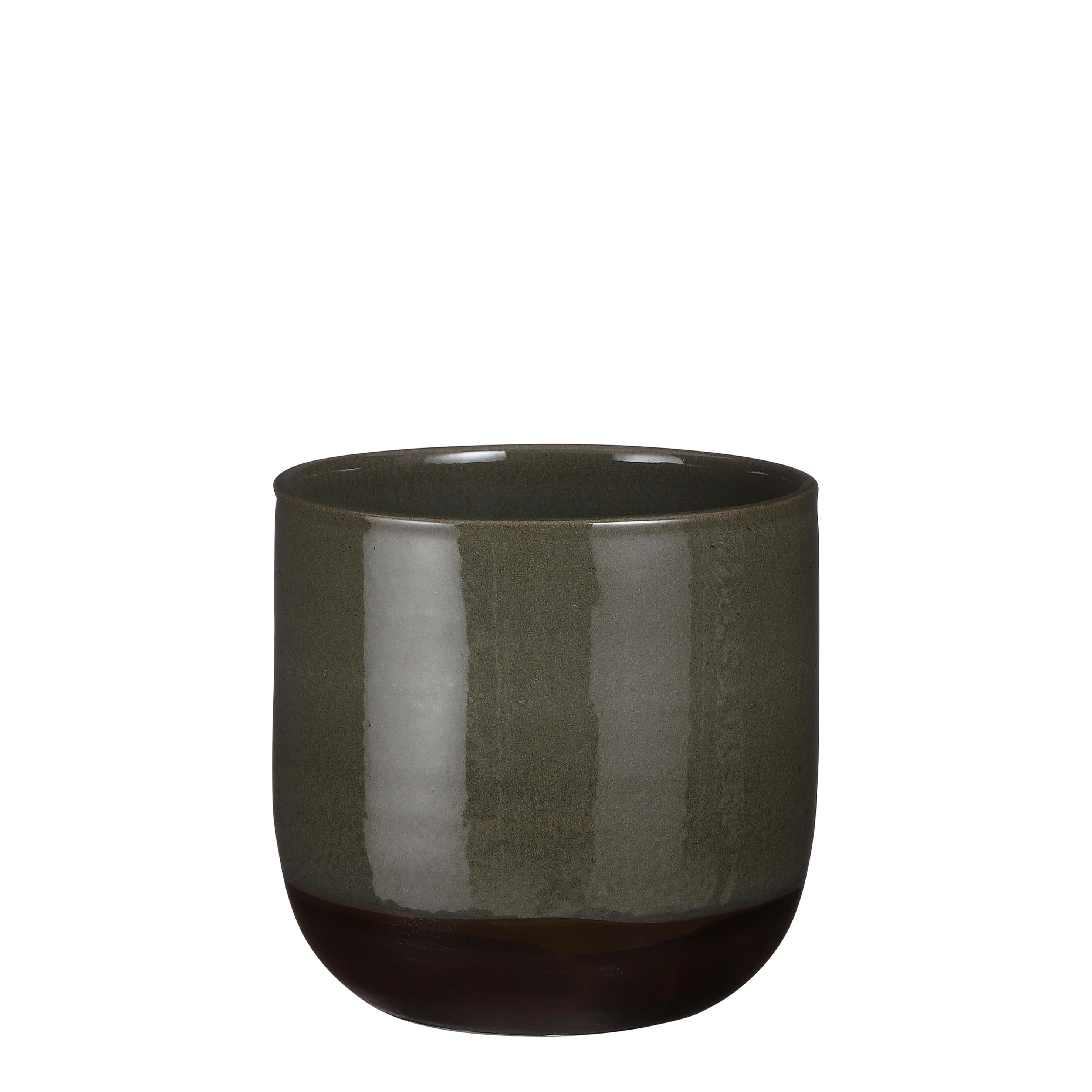 Cvetlični Lonček Nora -Paz- - zelena/rjava, Basics, keramika (25/24cm)