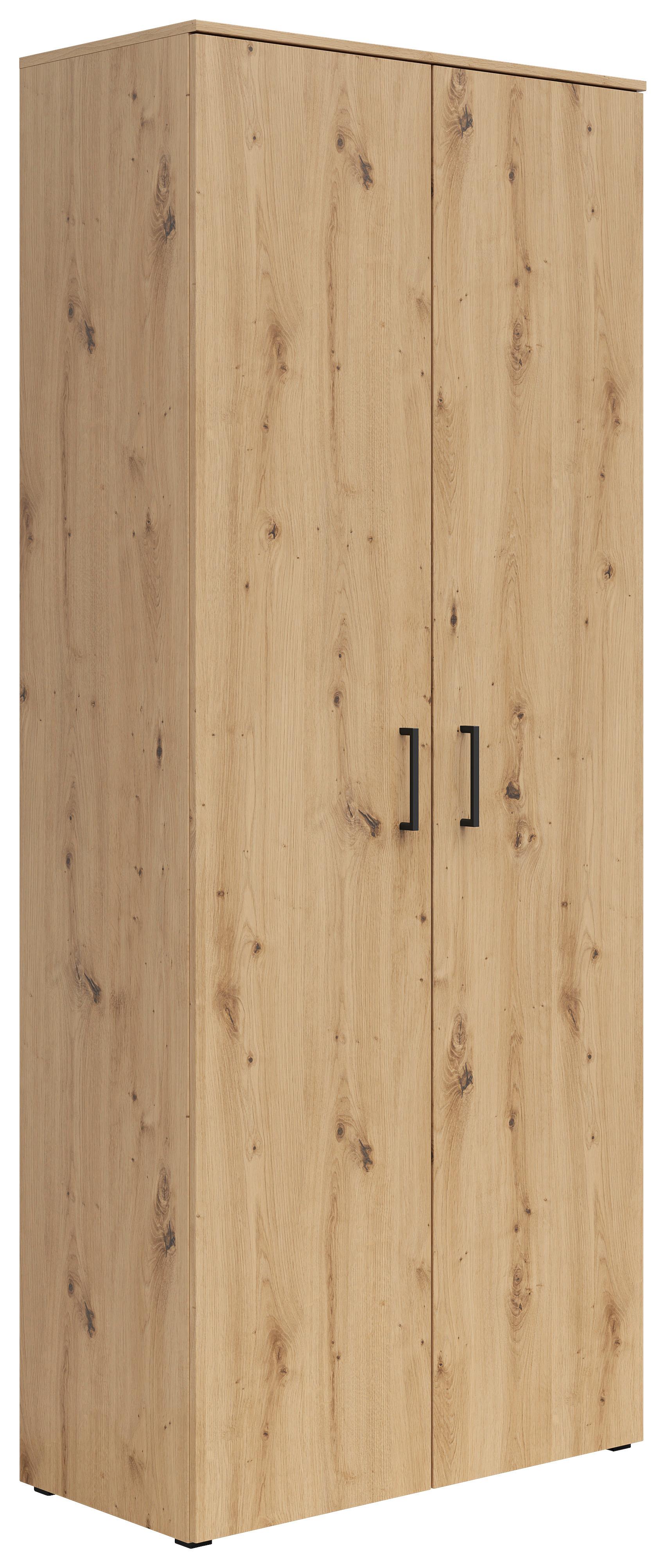 Schrank Multistauraum Eiche Artisan - Schwarz/Eiche Artisan, MODERN, Holzwerkstoff/Kunststoff (80/195/40cm) - Mömax